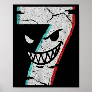 Póster Camiseta del Número 7 Malvado - Chiste 7 Se Comió