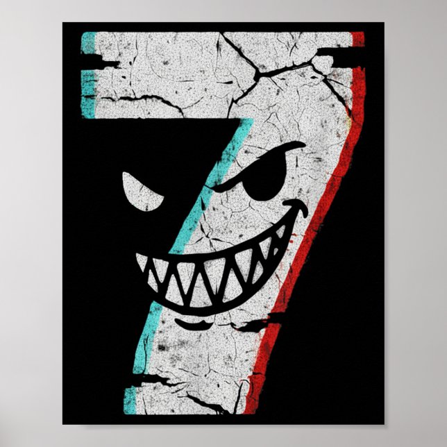 Póster Camiseta del Número 7 Malvado - Chiste 7 Se Comió  (Frente)
