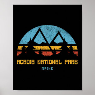 Póster Camiseta del Parque Nacional Acadia Maine Retro Vi