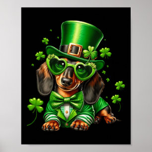 Póster Camiseta del perro Dachshund día de San Patricio W