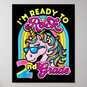 Póster Camiseta del primer día de 2do grado para niñas, r