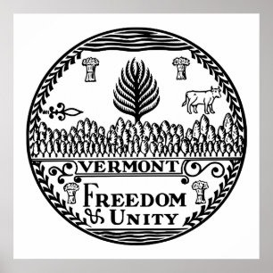 Póster Camiseta del Sello del Estado de Vermont en blanco