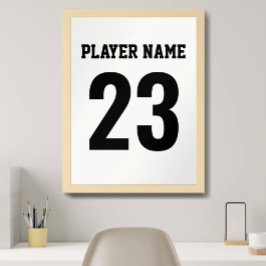 Póster Camiseta Deportiva Nombre Número Monograma Blanco
