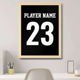 Póster Camiseta Deportiva Nombre Número Monograma Negro