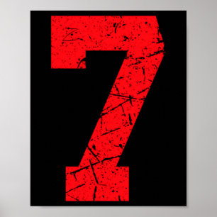 Póster Camiseta deportiva vintage roja número 7 de la sue
