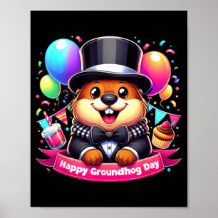 Póster Camiseta Día de la Marmota Feliz Día de las Marmot