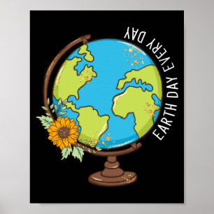 Póster Camiseta Día de la Tierra Todos los Días Globo Mun