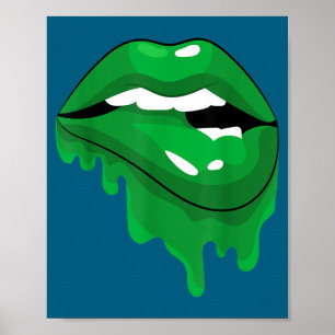 Póster Camiseta Día de San Patricio Labios Besos Verde Ir