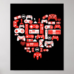 Póster Camiseta Día de San Valentín De Videojuego Para Ni