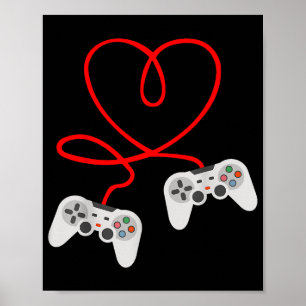 Póster Camiseta Día de San Valentín de videojuegos con co