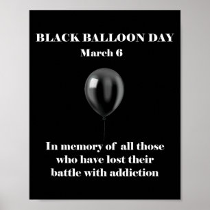 Póster Camiseta Día del Globo Negro Sobredosis Conciencia