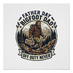 Póster Camiseta Día del Padre Bigfoot Papá Modo En La Nat