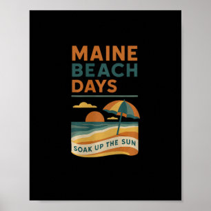 Póster Camiseta Días de Playa Maine Océano Atardecer Rela