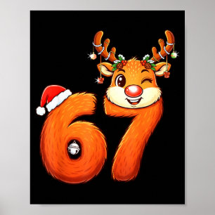 Póster Camiseta Divertida 67 Reno Navidad Seis Siete Meme