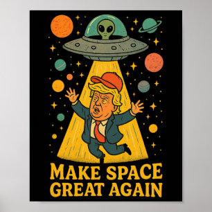 Póster Camiseta Divertida Abducción Alien Trump Ovni Espa