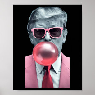 Póster Camiseta Divertida Burbuja Rosa Trump Chicle Yum 
