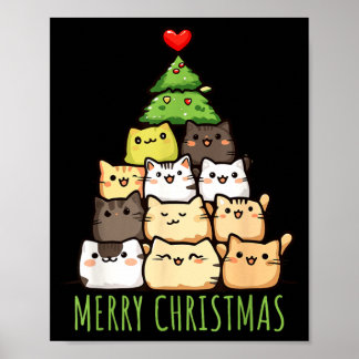 Póster Camiseta divertida de amor por gatos en Navidad _