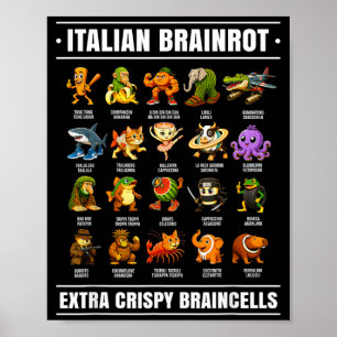 Póster Camiseta divertida de cerebro podrido italiano sur