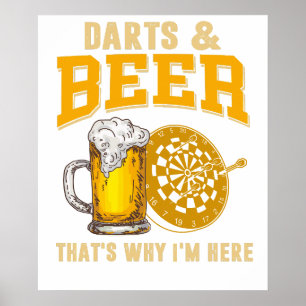Póster Camiseta divertida de cerveza Darts para jugador d