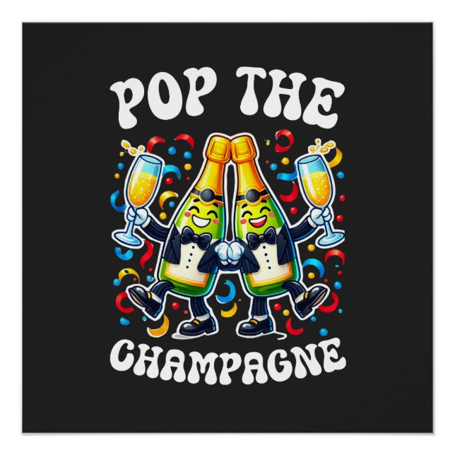 Póster camiseta divertida de champán que se abre (Anverso)