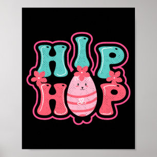 Póster Camiseta divertida de conejito de Pascua hip hop_1