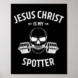 Póster Camiseta Divertida de Cráneo para Gimnasio Jesús e