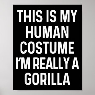 Póster Camiseta divertida de disfraz de gorila Halloween