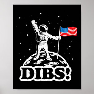Póster Camiseta Divertida De Espacio Usa Astronauta Luna