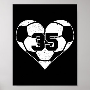 Póster Camiseta divertida de fútbol número 35 Corazón de 