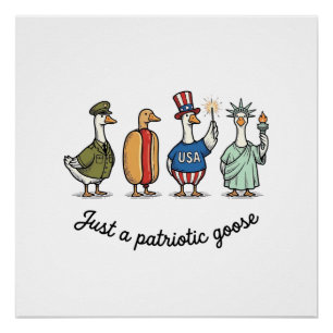 Póster Camiseta divertida de ganso patriótico con grabado