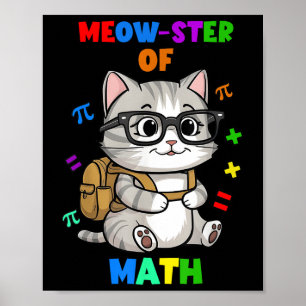 Póster Camiseta Divertida de Gato de Matemáticas – Meow-s