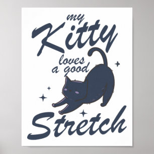 Póster Camiseta divertida de gato estirándose – Regalo de
