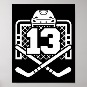 Póster Camiseta divertida de hockey número 13 para jugado
