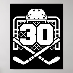 Póster Camiseta divertida de hockey número 30 para jugado