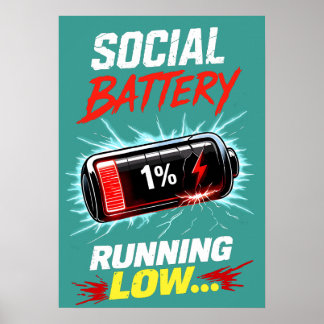 Póster Camiseta Divertida de Introvertido con Batería Soc