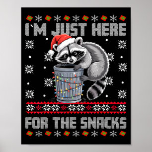 Póster Camiseta divertida de mapache de Navidad Estoy aqu
