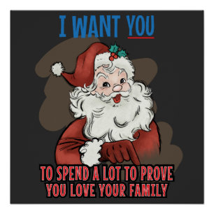 Póster Camiseta divertida de Navidad de santa Navidad s