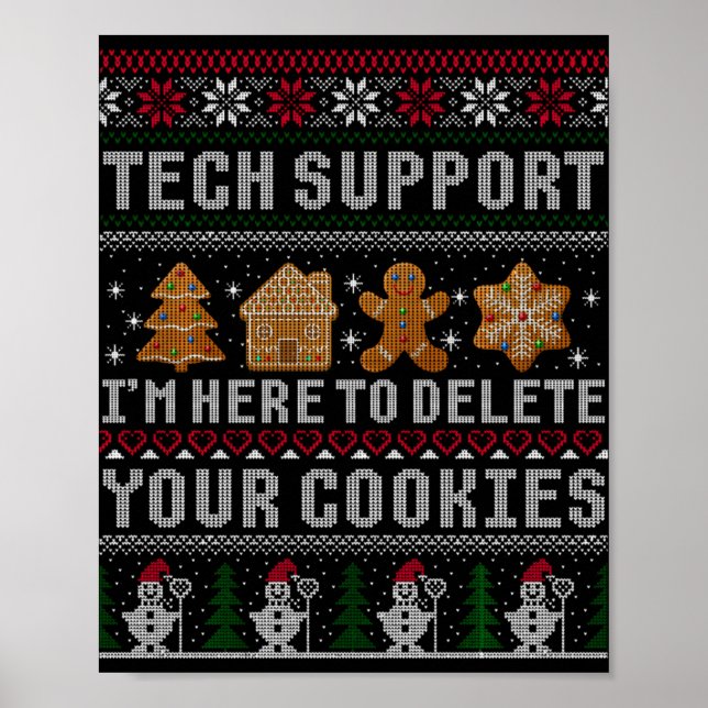 Póster Camiseta divertida de Navidad de soporte técnico d (Frente)