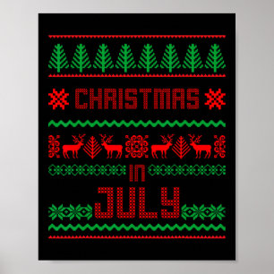 Póster Camiseta Divertida De Navidad En Julio Suéter Feo
