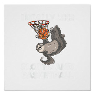 Póster Camiseta divertida de perezoso de baloncesto, rega