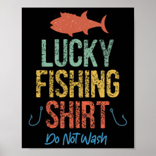 Póster Camiseta divertida de pesca afortunada vintage ret