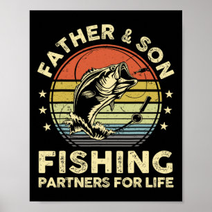 Póster Camiseta divertida de pesca Padre Hijo coincidente