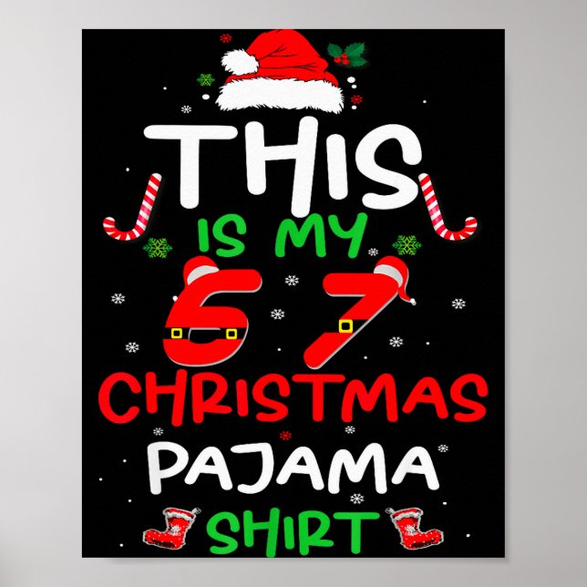 Póster Camiseta divertida de pijama de Navidad 67 Seis Si (Frente)