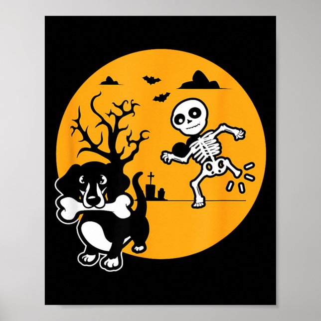 Póster Camiseta divertida de salchicha de esqueleto perro (Frente)