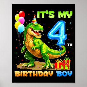 Póster camiseta divertida de t-rex para niños felices por
