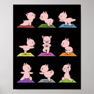 Póster Camiseta Divertida de Yoga de Cerdos C