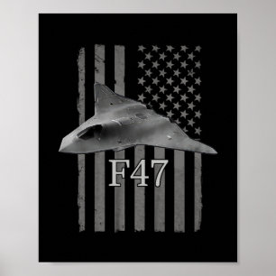 Póster Camiseta divertida del avión de combate F47 Trump