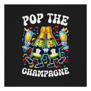 Póster camiseta divertida descorcha el champán