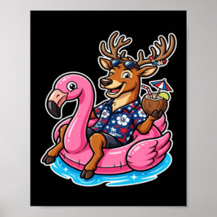 Póster Camiseta divertida hawaiana Reno Reno Coco Navidad