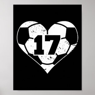 Póster Camiseta divertida número 17 de fútbol Corazón de